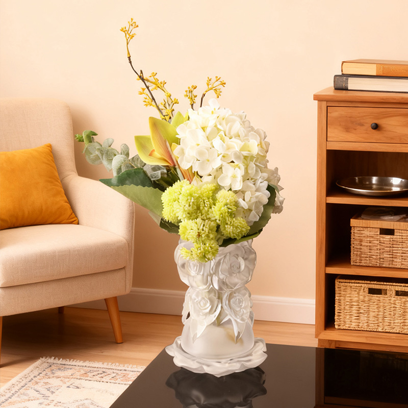 Proces lijevanja izgubljenog voska Staklo za uređenje doma Kristalna staklena vaza “Rose Vase”