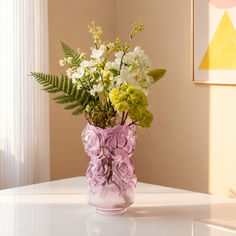 Proces lijevanja izgubljenog voska Staklo za uređenje doma Kristalna staklena vaza “Rose Vase”