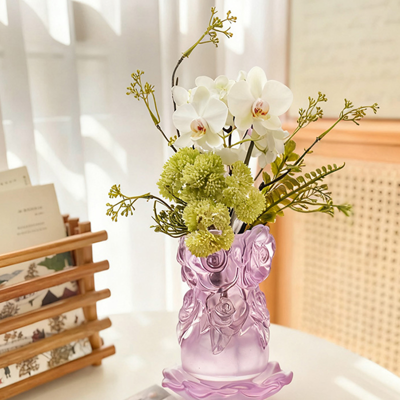 Proces lijevanja izgubljenog voska Staklo za uređenje doma Kristalna staklena vaza “Rose Vase”