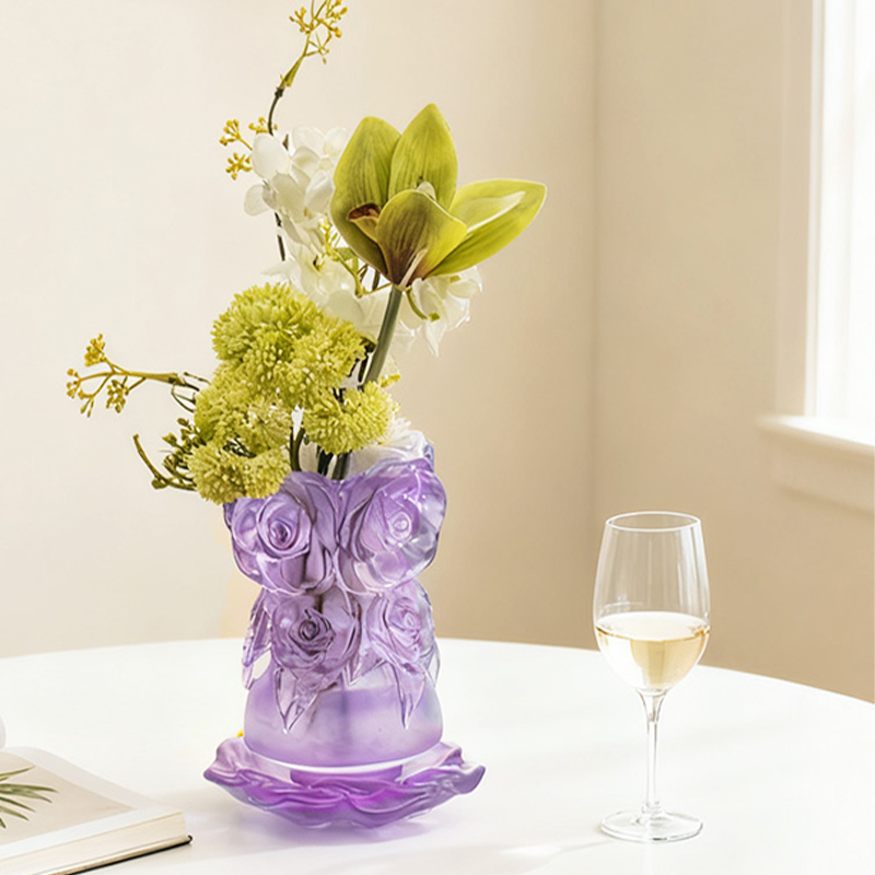 Proces lijevanja izgubljenog voska Staklo za uređenje doma Kristalna staklena vaza “Rose Vase”