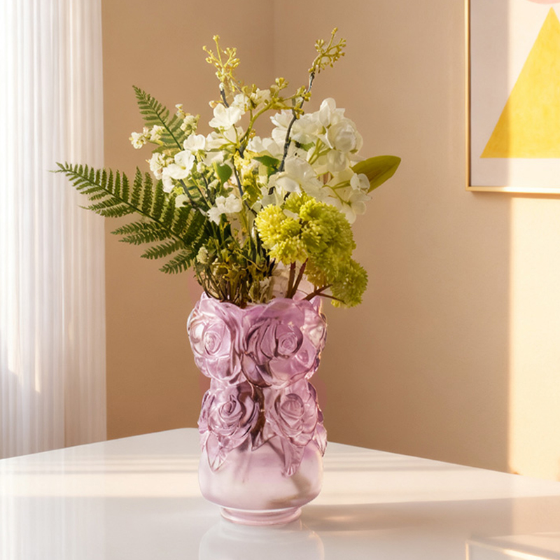 Proces lijevanja izgubljenog voska Staklo za uređenje doma Kristalna staklena vaza “Rose Vase”