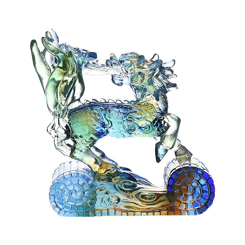 Wisdom Kirin plavo-jantarno-zeleni stakleni kristalni ukras