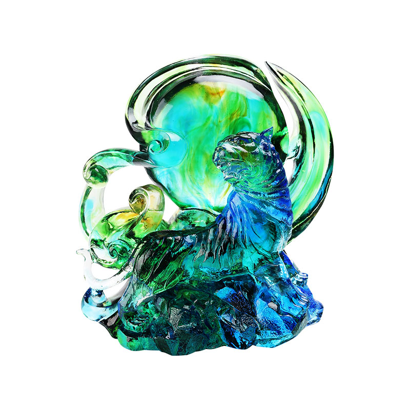 Plavo-zeleni prozirni tigrasti ukrasi od kristalnog stakla