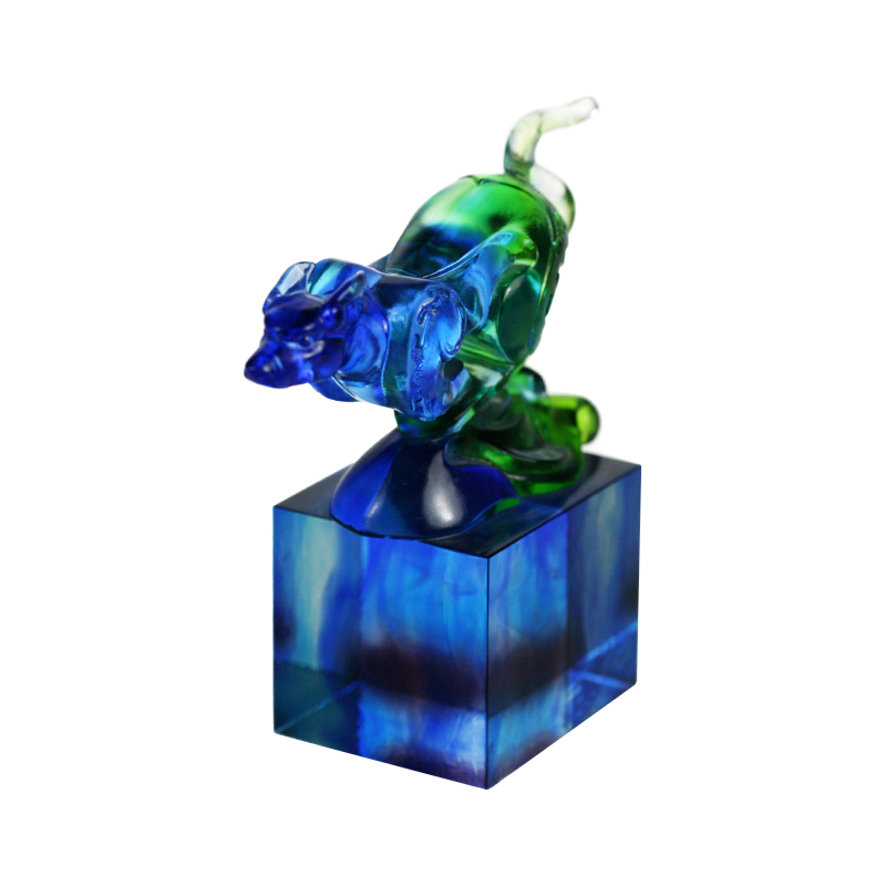 Plavo-zeleni klasični stakleni ornament pečata