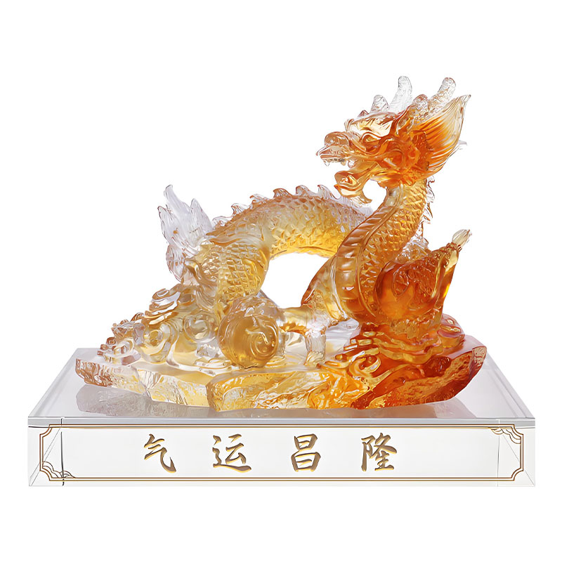 Prosperous Fortune - svijetlo jantarni liuli kristalni zmajev ukras