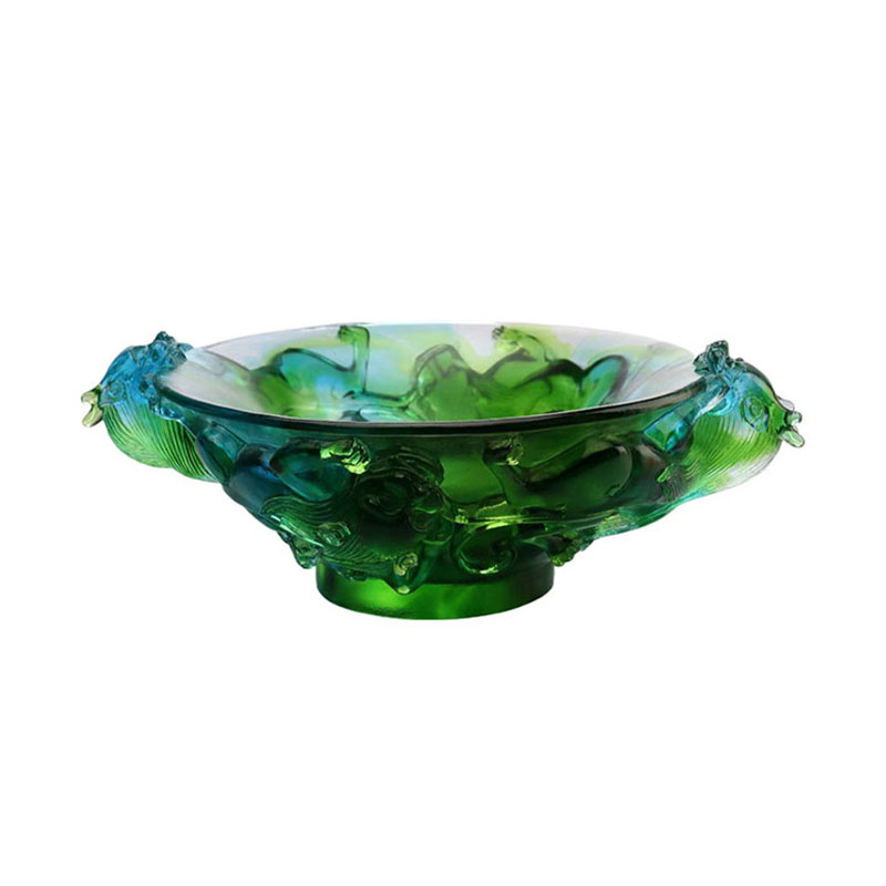 Prozirna zelena staklena voćna ploča