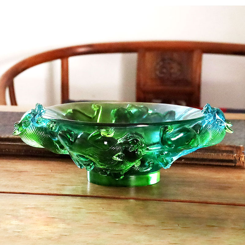 Prozirna zelena staklena voćna ploča