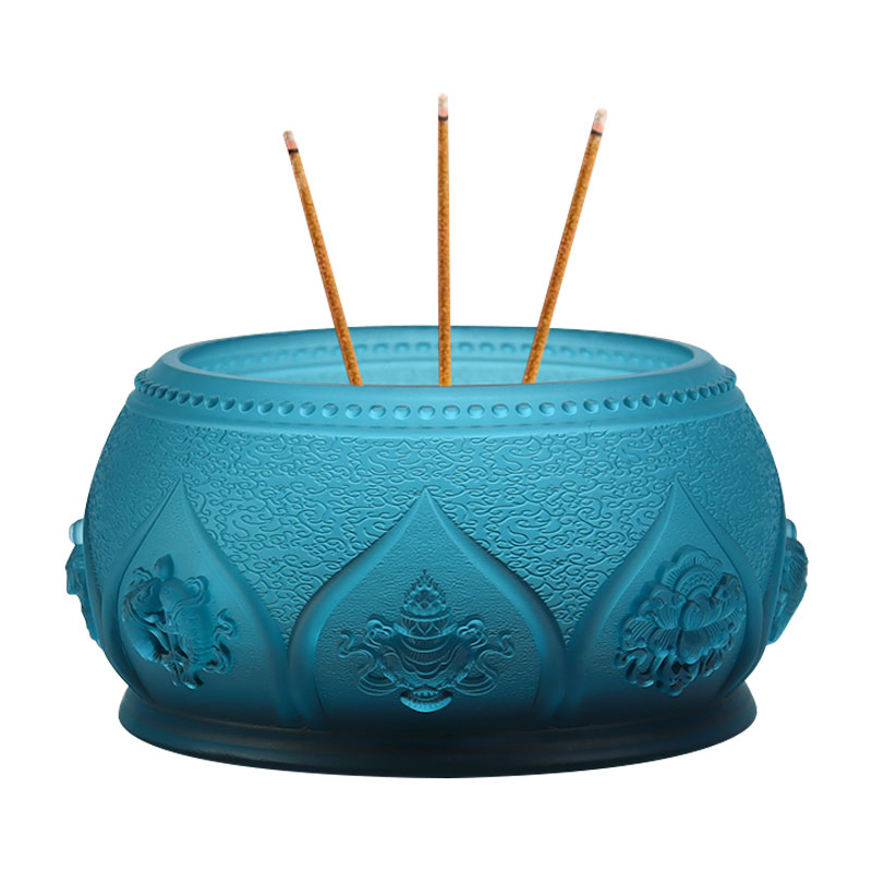 Kraljevsko plavi Osam povoljnih simbola Budistički oltar Ponude od kristalnog stakla