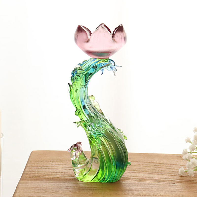 Svijećnjak u obliku lotosa od kristalnog stakla