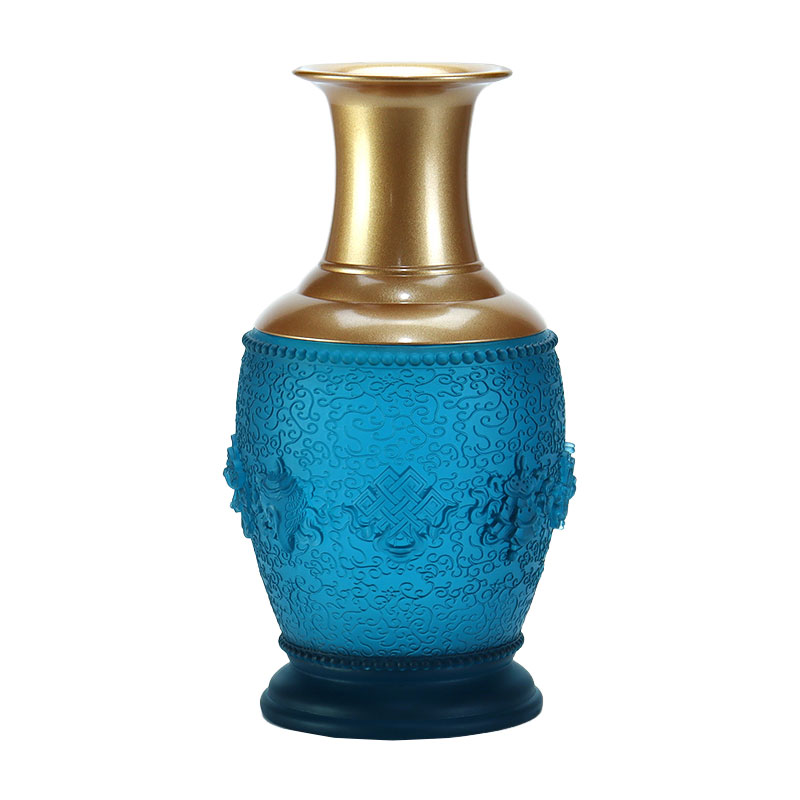 Kraljevsko plavi Osam povoljnih simbola Budistički oltar Ponude od kristalnog stakla