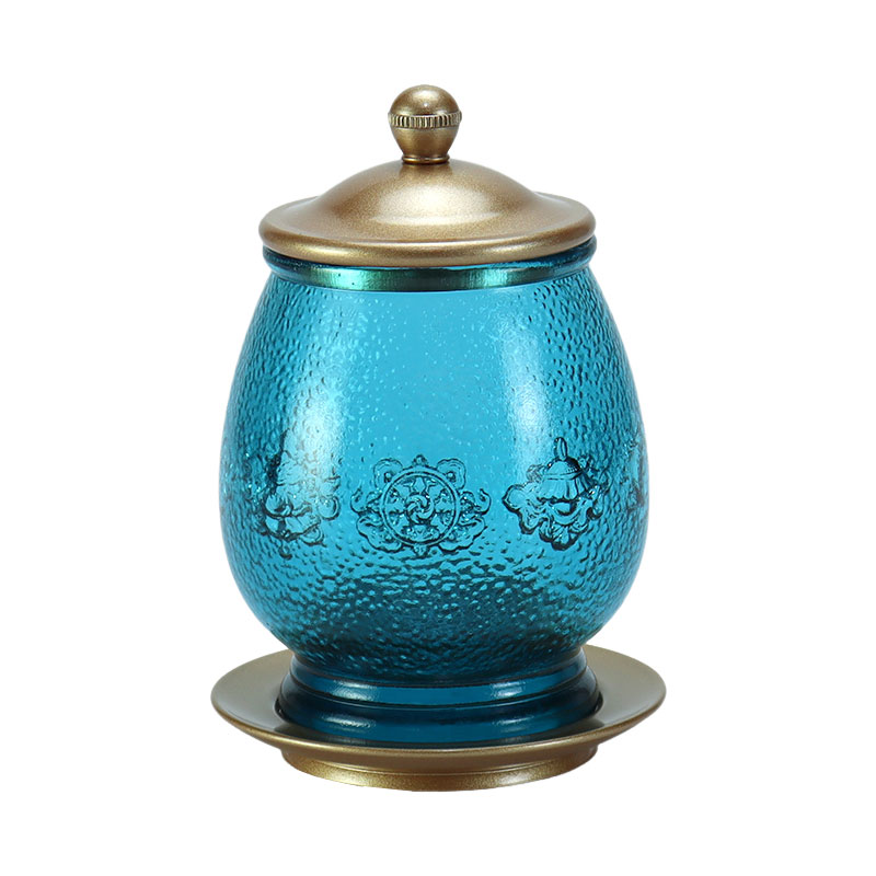 Kraljevsko plavi Osam povoljnih simbola Budistički oltar Ponude od kristalnog stakla