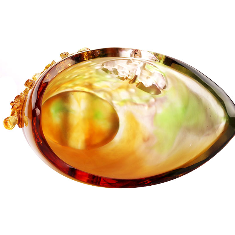 Ukrasi za dom Plum blossom Rezbareni dizajn Jantarna staklena vaza