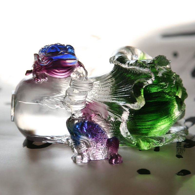 Zlatna žaba od kristalnog stakla, ukrasi za skulpture