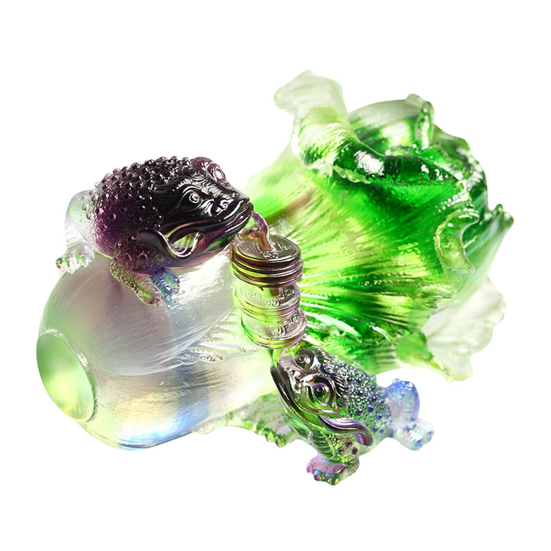 Zlatna žaba od kristalnog stakla, ukrasi za skulpture