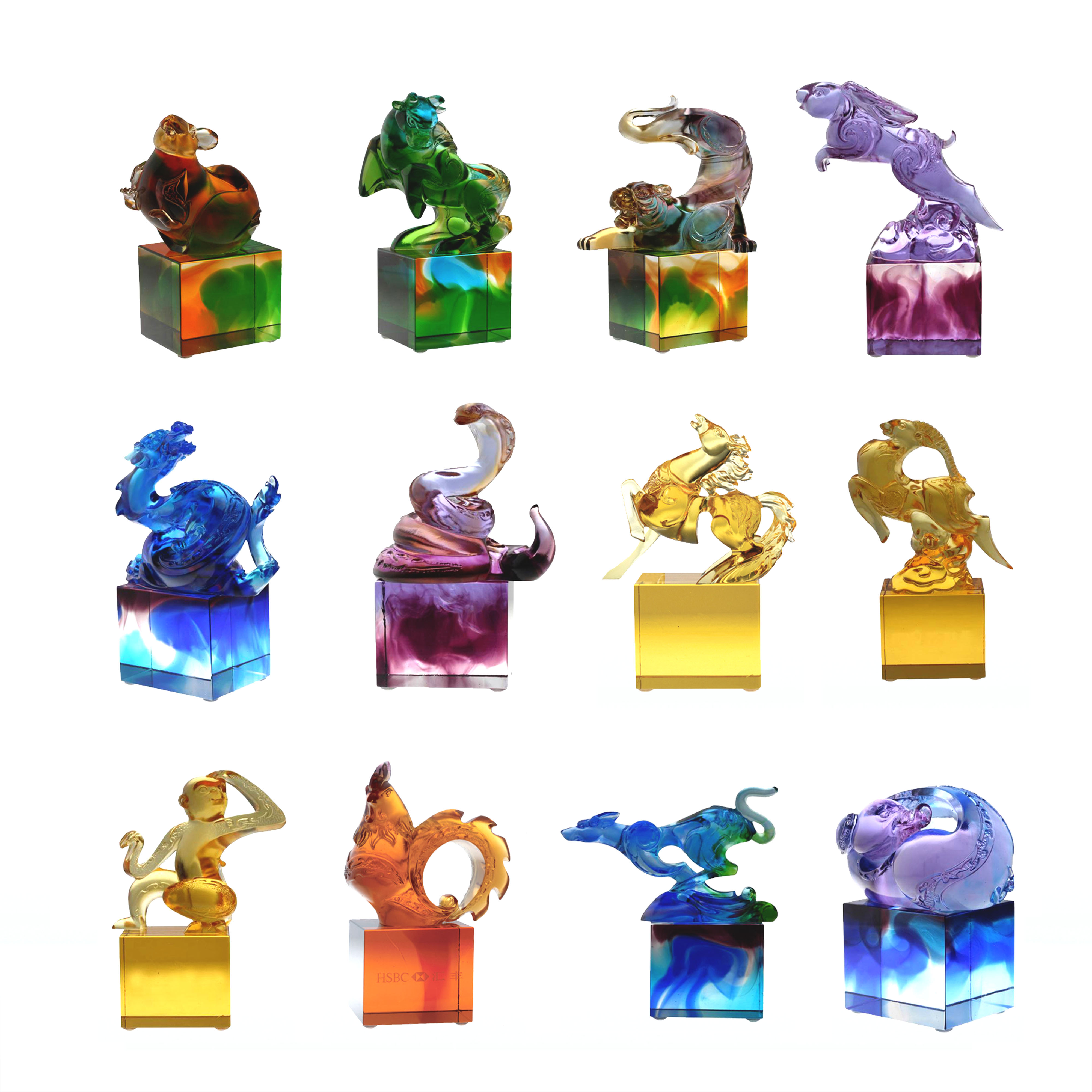 Plavo-zeleni klasični stakleni ornament pečata